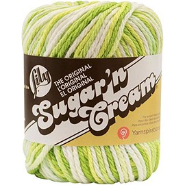 Lily Sugar 'N Cream The Original Ombre Yarn, 2oz, Gauge 4 Medium, 100% Cotton, Key Lime Pie - Machine Wash & Dry