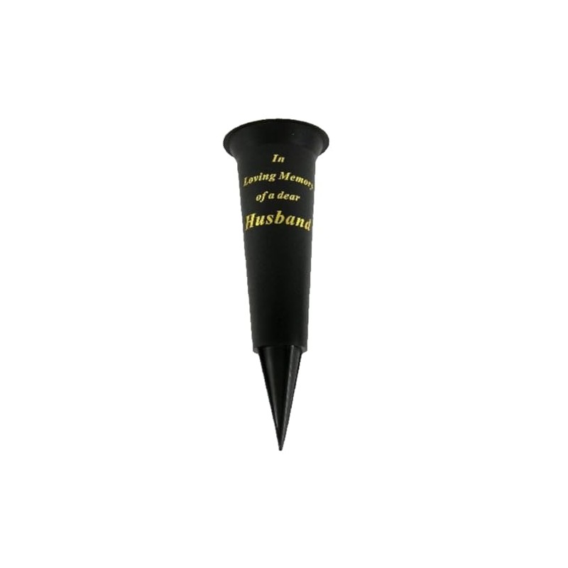 Black In Loving Memory Husband Spiked Memorial Grave Flower Vase