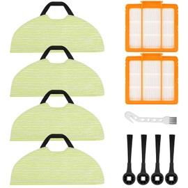 AV2610WA RV2610WA Vacuum Mop Replacement Pads Compatible with Shark AV2610WA RV2610WA RV2620WA RV2620WD RV2610WD RV2410WD AI Ultra 2- in-1 Robot Vacuum, 4 Mop Pads, 2 HEPA Filters, 4 Side Brushes