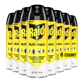 Raid Multi Insect Killer Aerosol Kills Ants Spiders Roaches and Flies No Lingering Chemical Odor Indoor and Outdoor Use 15 Ounce (Pack of 8)