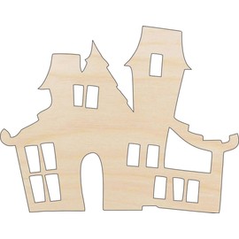 House Haunted - Laser Cut Out Unfinished Wood Craft Shape FAL155 8" / 1/8" thick