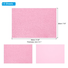 PATIKIL Pink Shiny EVA Glitter Foam Sheet 11.8 x 7.9 Inch 2mm Thick Sparkle EVA Glitter Felt for Crafts DIY Project, 5 Pcs