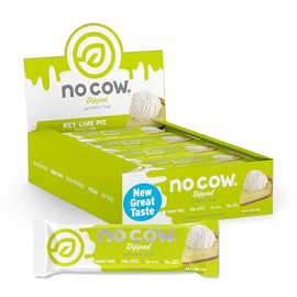 No Cow Barritas proteicas con sabor a tarta de lima - Snacks saludables, 20 g de proteína vegana, alto contenido en fibra, bajo en azúcar, apto para dieta cetogénica, sin lácteos ni gluten (12 unidade