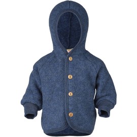 Engel Wool Fleece Baby Jacket with Hood (Babyjacke Fleece Schurwolle) - Blue blend, size: 62-68