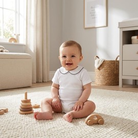 BABIDU Body Neonato Manica Corta 100% Cotone, Tutina Morbido Tessuto Traspirante e Anallergico per Pelli Sensibili, Body Collo Piqué, Abbigliamento Unisex Neonato e Bambina, Basic Estivi