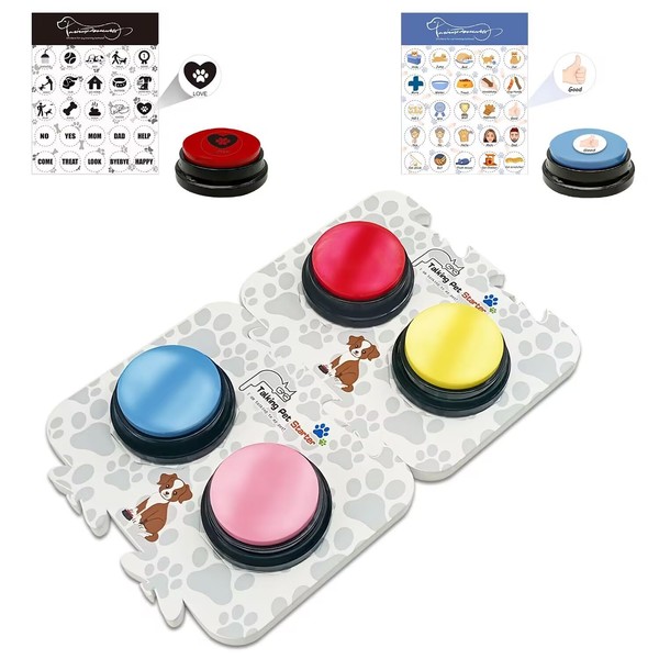 RIBOSY Soundboard, Set of 4 Recordable Buttons with Mat for