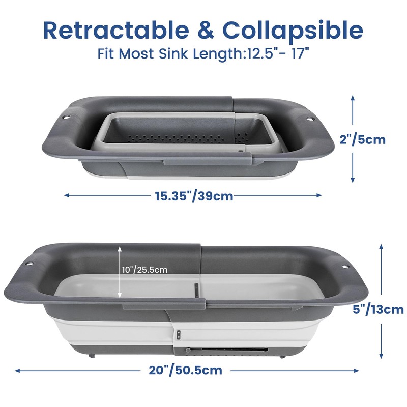 ROTTOGOON Collapsible Colander Strainer, Expandable Over the Sink Colander for