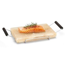 Bisetti Salt Stone Cooking Plate Metal Frame Wooden Handles Wenge Finishing, 7.87 by 11.81 by 1.57-Inch