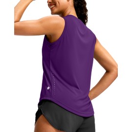 SANTINY Sleeveless Workout Tops for Women Breathable Lightweight Athletic Running Tank Tops Active Tennis Yoga Shirts (Dark Purple_L)