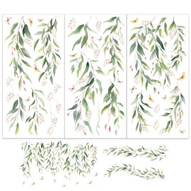 OLYCRAFT 3pcs/Set Spring Wicker Rub on Transfers for Furniture and Crafts 15x30cm Willow Vine Butterfly Plants Transfer Stickers