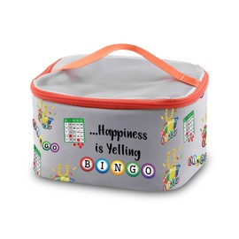 PXTIDY Bingo Gambler Cosmetic Case Bingo Lover Gifts Happiness is Yelling Bingo Gambling Travel Bag Lucky Bingo Game Gift for Bingo Lover Bingo Mom Survival Kit (Grey LT)