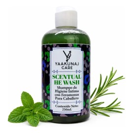 Shampoo Íntimo - Para Hombre - Con Feromonas - Hidratante - Aloe Vera - Tea Tree - Vitamina E - Combate Malos Olores - 250ml - Scentual He Wash -Yaaku