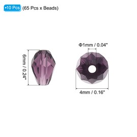 PATIKIL Teardrop Faceted Beads, 650 Pcs Purple Bicone Birthstone Bead Glass Crystal Assortments Vertical Hole Shape for DIY Craft Bracelet Necklace Jewelry Making, 4x6mm