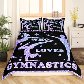 Homemissing Ginnastica Copripiumini Ginnastica Entusiasta Set Copripiumino 135x200cm Ginnastica Atleta Sport Decorazione Copripiumone Morbido Viola Sparkling Camera da letto