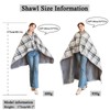 SIVENKE Women's Poncho Fleece Portable Blanket, Checked Lap Blanket, Comfortable