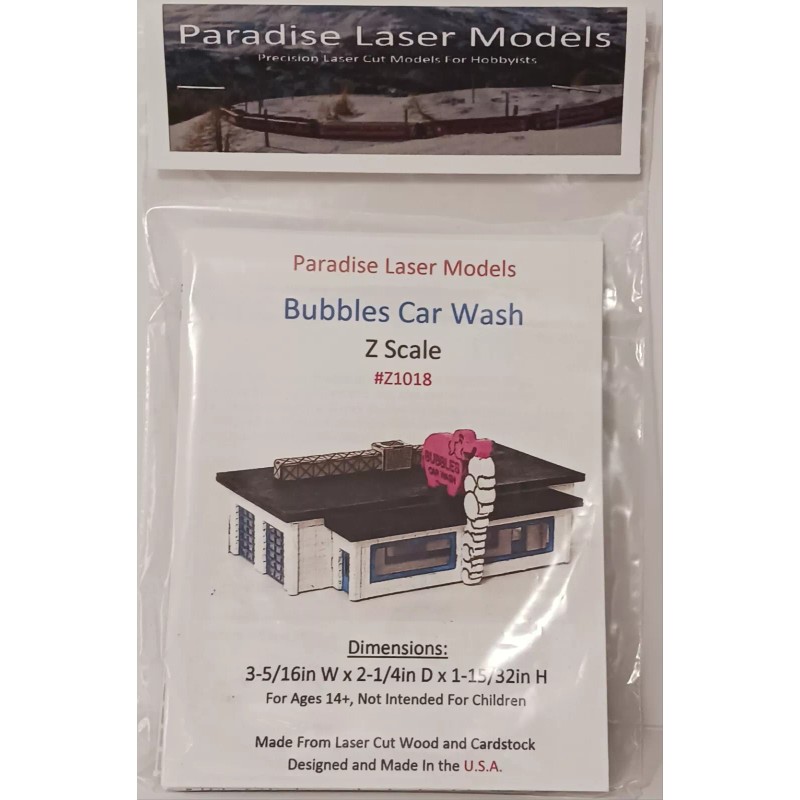 Paradise Laser Models Bubbles Car Wash Kit - Z Scale