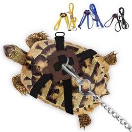HOKABLE Pet Turtle Leather Harness & Leash - Adjustable Control for Tortoises (S, Black)