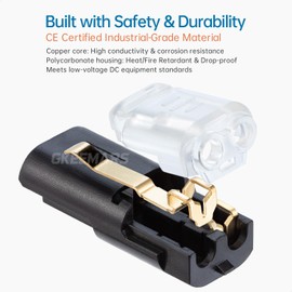 GKEEMARS 50Pcs Low Voltage Wire Connectors, 2 Pin 2 Way Quick Plug-in Connectors for LED Stripe Lights