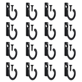 Daomong Wall Mounted Single Hook Robe Hooks Metal Coat Hooks and Screws for Hanging Key Jewelry Cup Cloth Bag Cap,40 Pieces (Black)