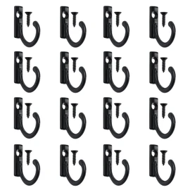 Daomong Wall Mounted Single Hook Robe Hooks Metal Coat Hooks and Screws for Hanging Key Jewelry Cup Cloth Bag Cap,40 Pieces (Black)