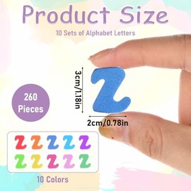 TIESOME TIESOME 260Pcs Letter Stickers Foam Letter Stickers, 10 Colors Self Adhesive A-Z Alphabet Stickers Craft Supplies Stickers for DIY Crafts Scrapbooking Kids School Project Christmas Party Decorations