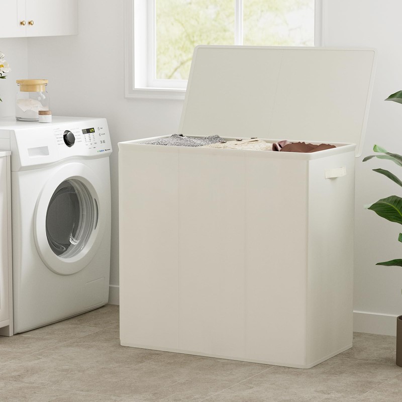 WOWLIVE 180L Laundry Hamper with Lid 3 Section,Large Laundry Basket
