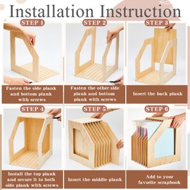 ReliThick 2 Pcs Wood Scrapbook Paper Storage Organizer for Holding 12 x 12 inch Paper Storage Box Album Holders for Vinyl Records Stand 8 Slot Desktop Rack Paper Storage Shelf Portfolio Filing Crate