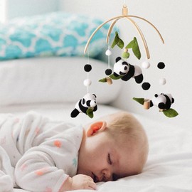 TROYSINC Bed Bell, Panda Mobile Baby Wind Chimes, Newborn Bed Bell with Felt Balls, Panda Bed Bell, Crib Mobile, for Boys and Girls