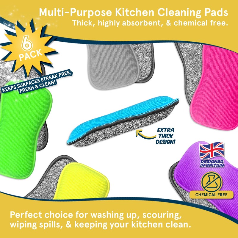 Multi-Purpose Kitchen Pads by Smith’s® | 6 Pack | Washing