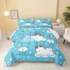 QOOMO Cat Comforter Twin Size,Blue Cloud Cats Comforter Set for