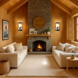 Sunnyin Wall Sconces Set of Two,Deer Cream White Parchment Rustic Wall Sconces,Farmhouse Black Sconce Light,Industrial Metal Indoor Wall Lamps for Bedroom,Living Room,Hallway(Hardwired Only)