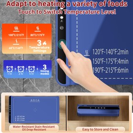 Electric Warming Tray Food Warmer Full Surface Heating 3 Temperature Settings Family friendly Anti-scalding edge design Premium Silicone Nano-Material Portable for Gatherings Parties Everyday Use