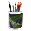 Ambesonne Fractal Pencil Pen Holder, Spiral Digital Background Energy Motion