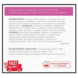 Purina Fancy Feast Gourmet Gravy Wet Cat Food, Petites Seared Salmon with Spinac