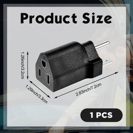 Flutesan 1 Piece 6-15P to 5-15R US Plug Adapter 3 Prong Electrical Converter Plug 15 Amp to 10 Amp Power Adapter, 120V to 240V, Black