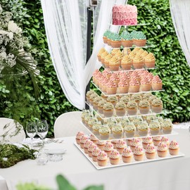 weddingwish Cupcake Stand, 7 Tier Square Cupcake Stand for 160 Cupcakes, Acrylic Cupcake Tower Stand, Large Cupcake Display Stands, Tiered Cupcake Holder Stand for Birthday, Party, Baby Shower