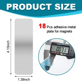 18 Pcs Metal Plates for Magnet, 4.13" X1.38" Rectangular Magnetical Plates with Strong Adhesive Backing, Metal Stickers for Magnets for or Enhanced Vent Cover Sealing (No Residue) & DIY Projects