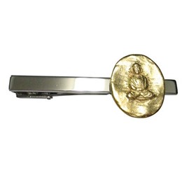 Kiola Designs Gold Toned Oval Buddha Buddhism Tie Clip