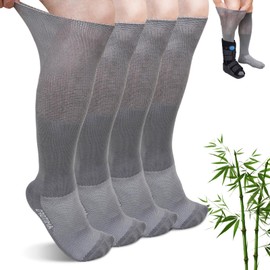 ZAKASA Diabetiker Socken für Damen Herren: Bambus Extra Weite Diabetiker Socken mit Komfortbund Ohne Gummi Ohne Naht Kniestrümpfe für Geschwollene Füße Senioren EU 39-42 Grau 2 Paar