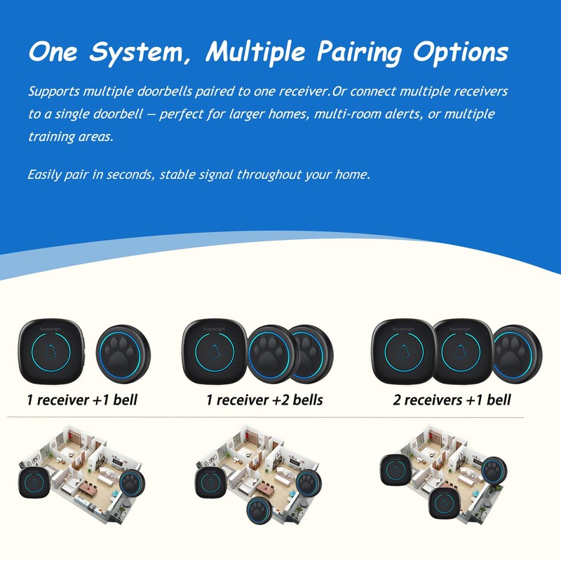 Soft Ring Blk Dog Bells to Go Outside - Wireless