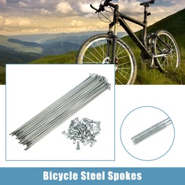 X AUTOHAUX 36pcs 14G J Bend Bicycle Steel Spokes 194mm 7.64" Cycle Spoke with Brass Nipple Steel Spokes for Mountain Bike MTB