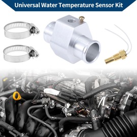 ACROPIX 12V/24V Universal Water Temp Sensor Kit, 1/8"NPT 1.65" Silver Tone Adapter 190'F on - 175'F Off for Automotive Radiator & Engine Cooling