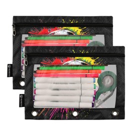 Colorful Football Pencil Pouch for 3 Ring Binder 2 Pack Clear Window Pencil Bags with Zipper Pencil Case for School Class Office College Supplies