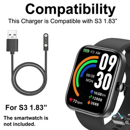 smaate smart watch Cables Compatible with TOZO S3 1.83” smart watch, 2-Pack