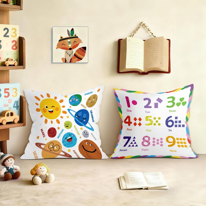 Joymaison 18x18 Set of 4 Kids Reading Corner Throw Pillow
