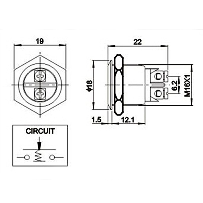 1pc Momentary Push Button Switch for Doorbell Car Boat 18mm