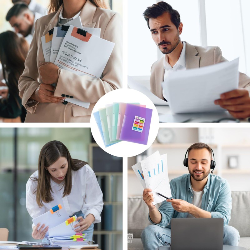 BDHYYM Pack of 6 A4 File Folders, Plastic, Sturdy, with