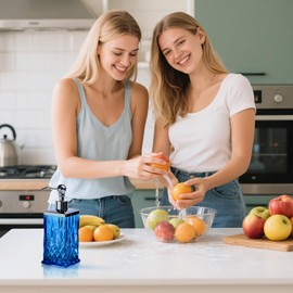 ZIVQEXMURL 10Oz Diamond Grid Pattern Blue Glass Soap Dispenser with Rust Proof Stainless Steel Pump,Refillable Hand Soap Dispenser for Bathroom & Kitchen Hand Soap,Lotion,Body Wash(Square)