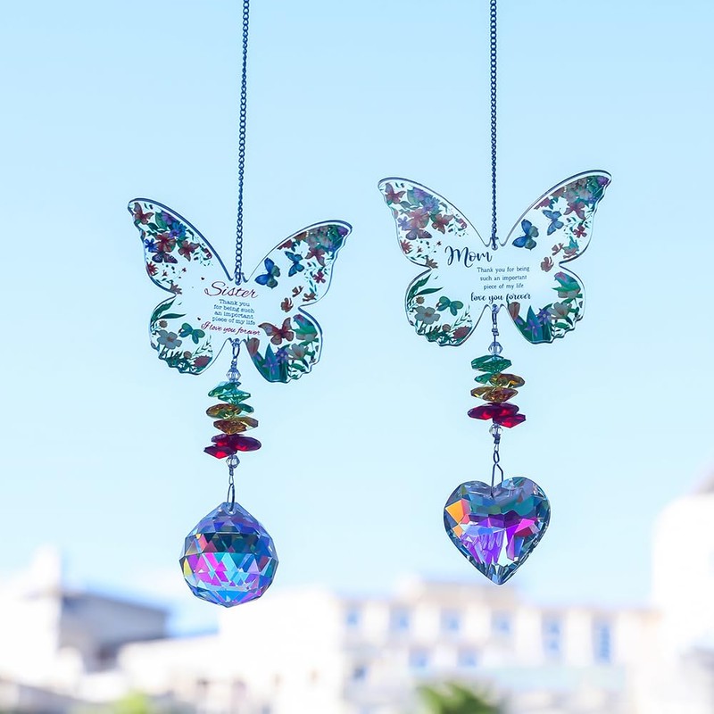 KBRPEY Wind Chime Butterfly Shape Love Heart Design Craft Glitter