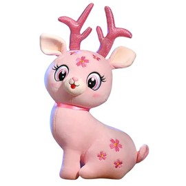 33cm Christmas Suffed Plush Reindeer Toy for Kids,Christmas Pink Reindeer Stuffed Costumed Plushies Dolls Christmas Soft Toy Christmas Squishys Xmas Santa Plush Xmas Toy Gifts for Kids Home Decor